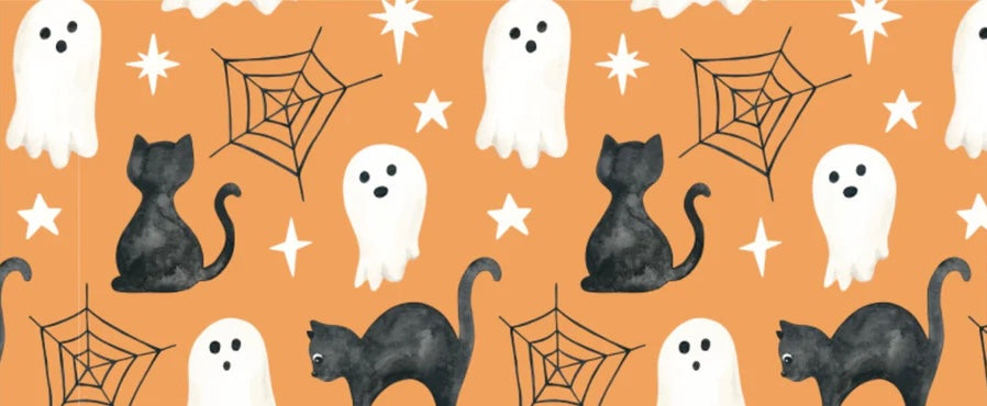 Halloween Ghost + Cats Puffy Bow