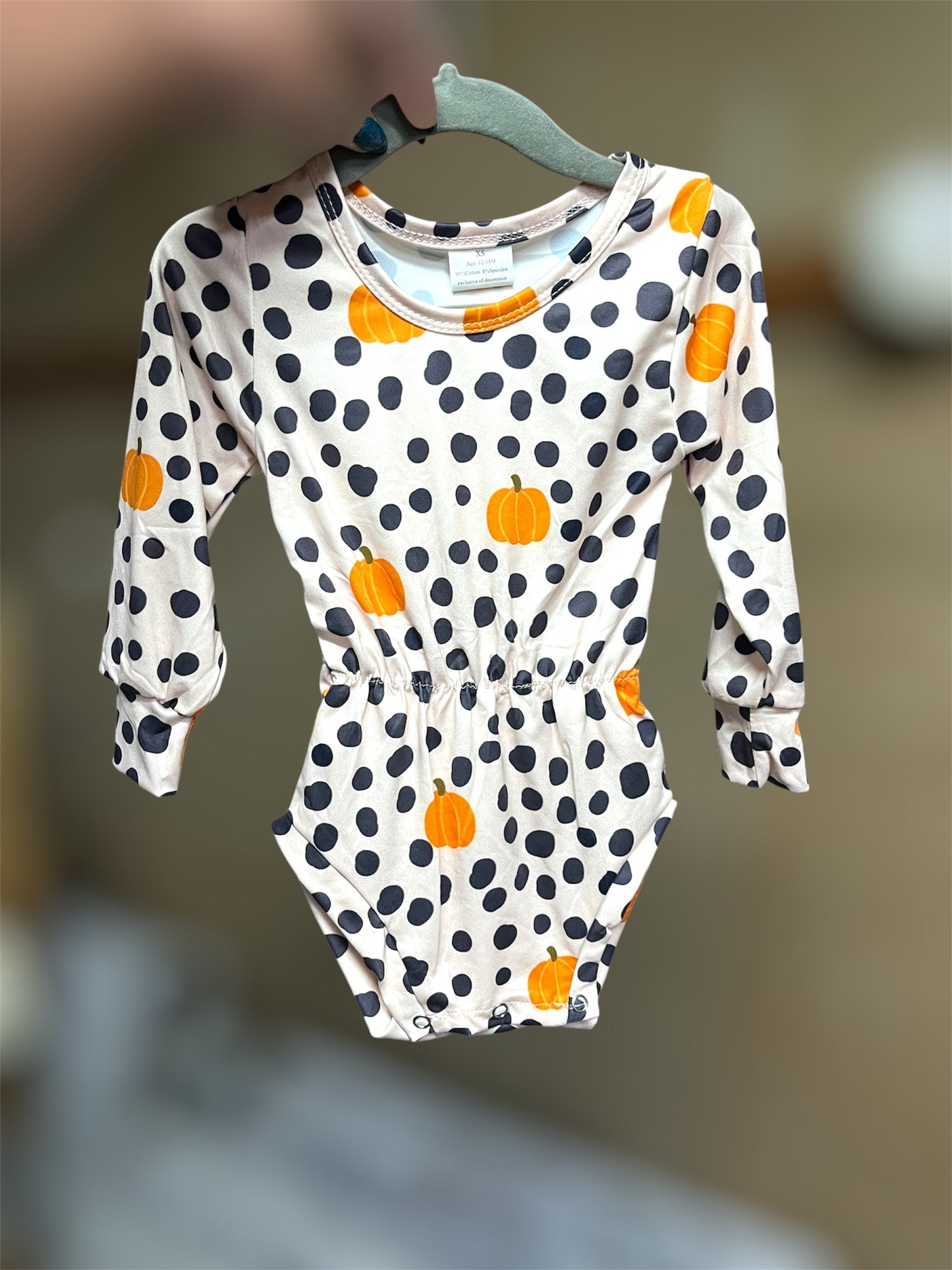 Pumpkin Polka Dot Cinched Romper