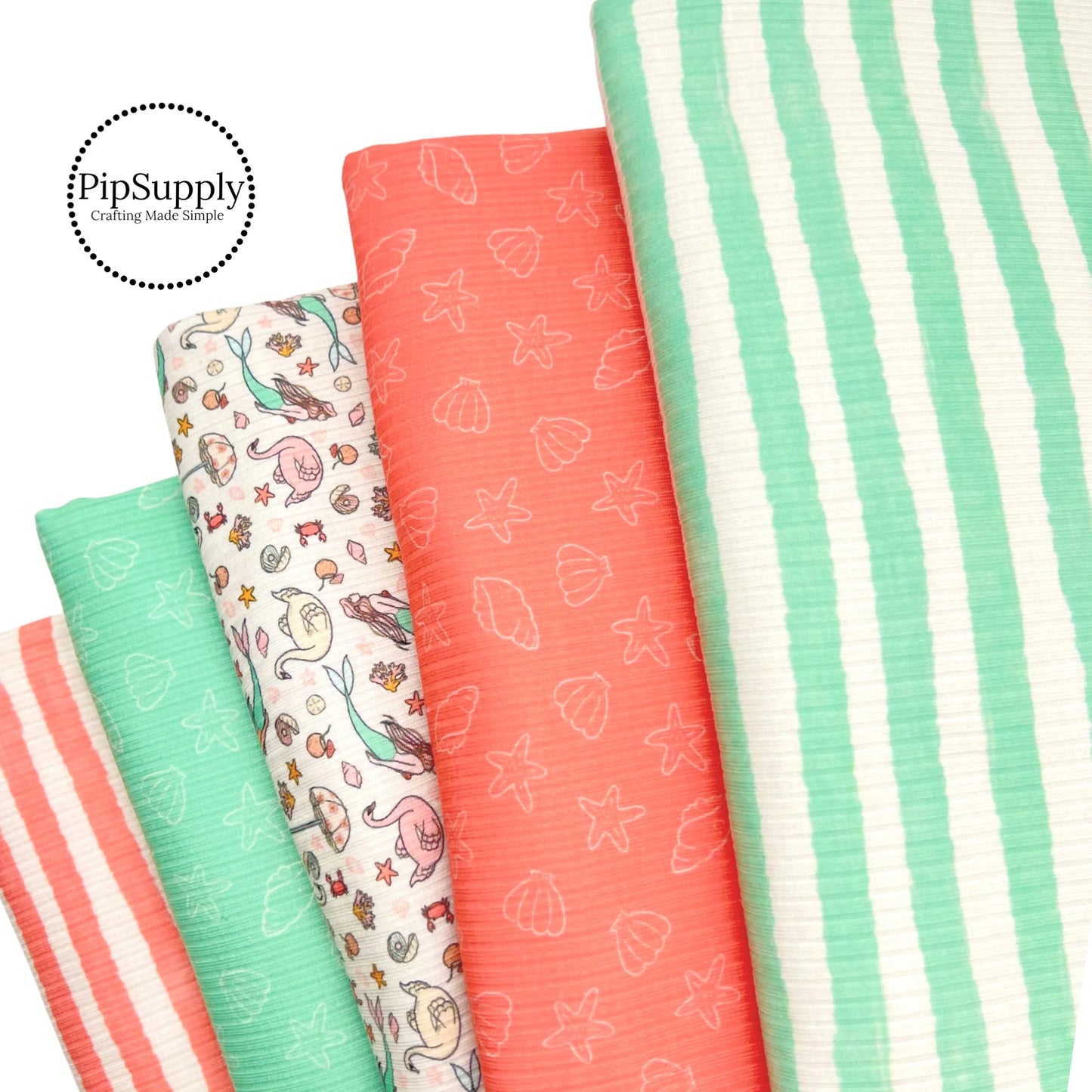 Coral Distressed Stripes Fabric