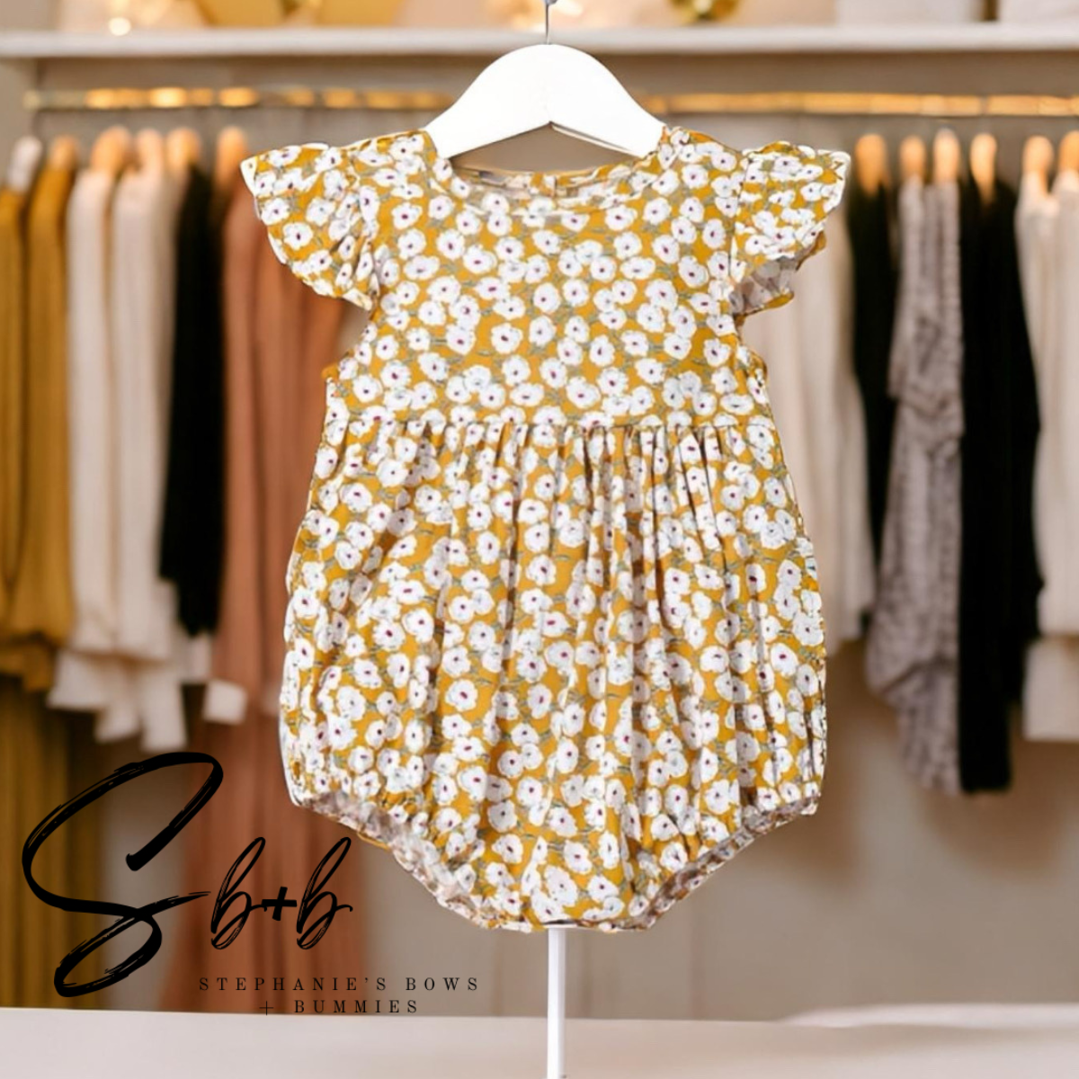Yellow & White Floral Onesie