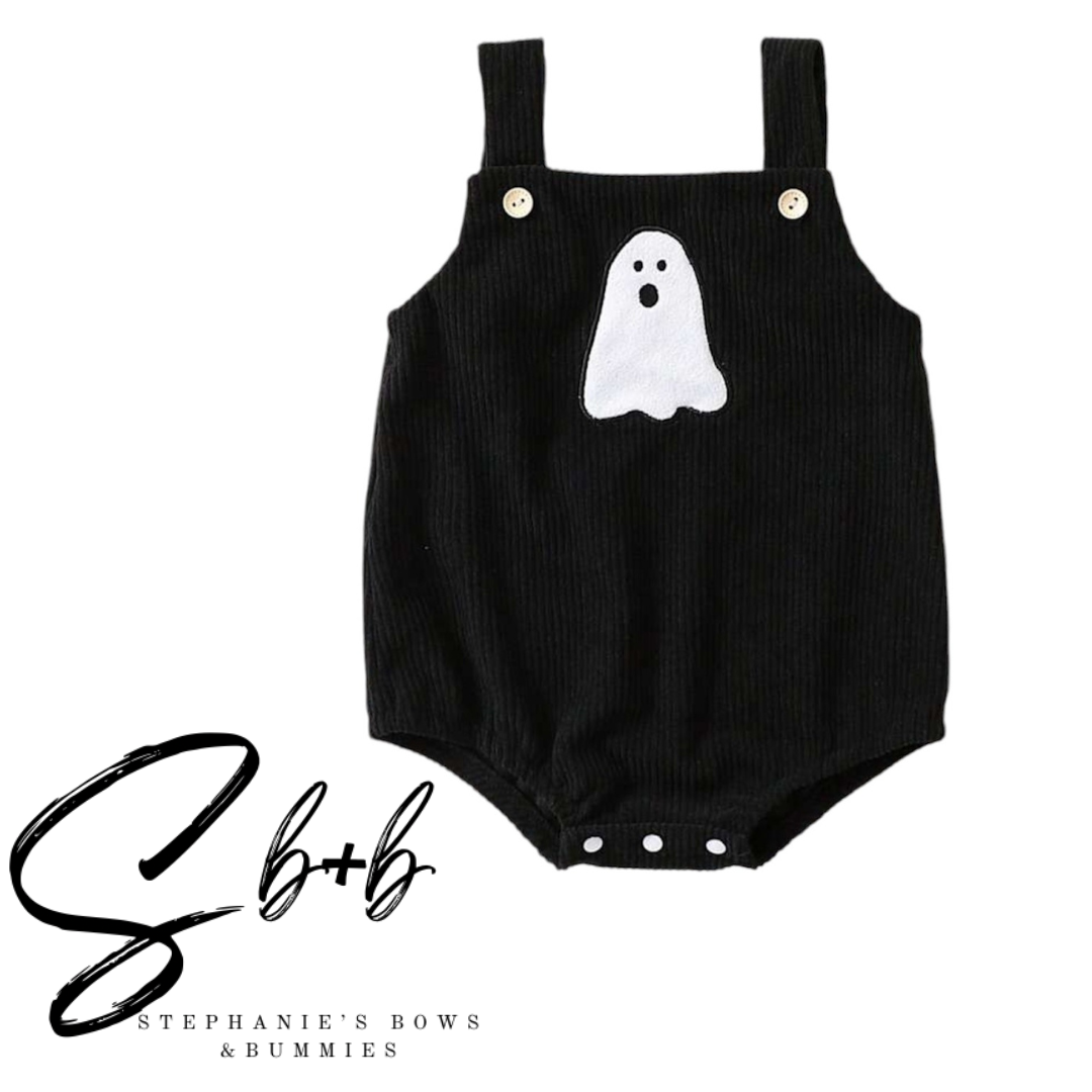 Black Ghost Overalls Gender Neutral Onesie