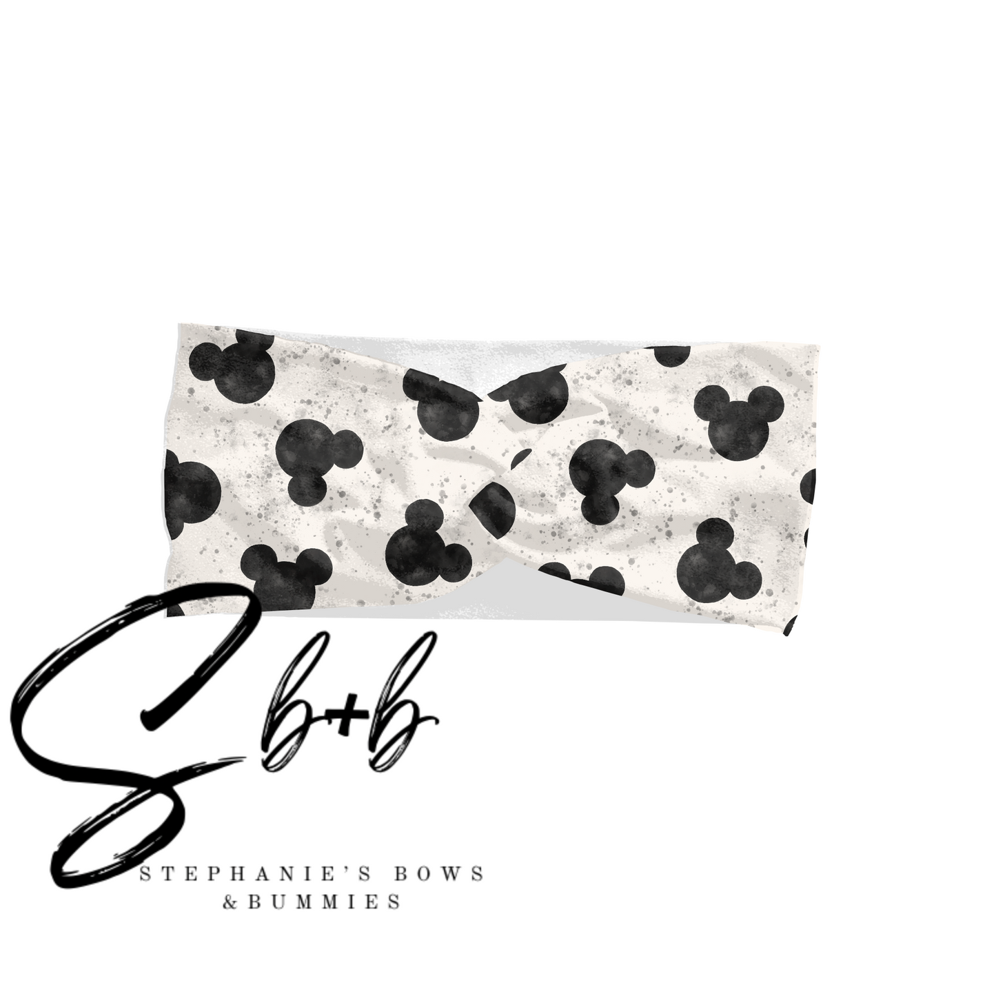 Mouse Black + White Head Adult Headband
