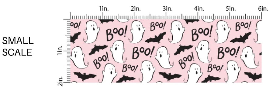 Halloween Pink w/ Ghost + Bats Puffy Bow