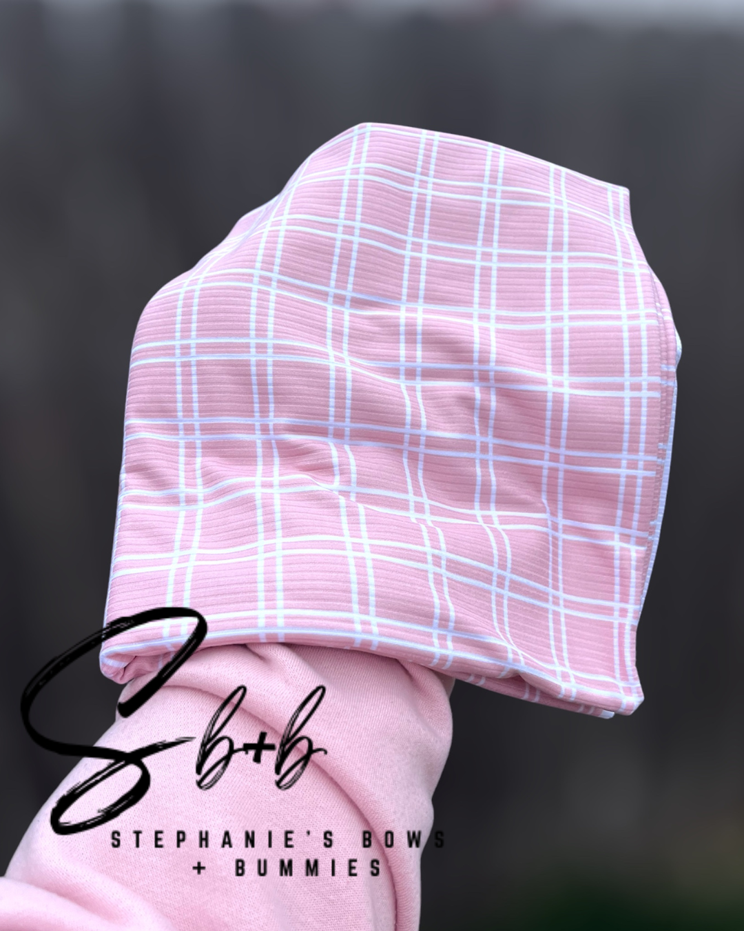 Light Pink Plaid w/ White Stripes