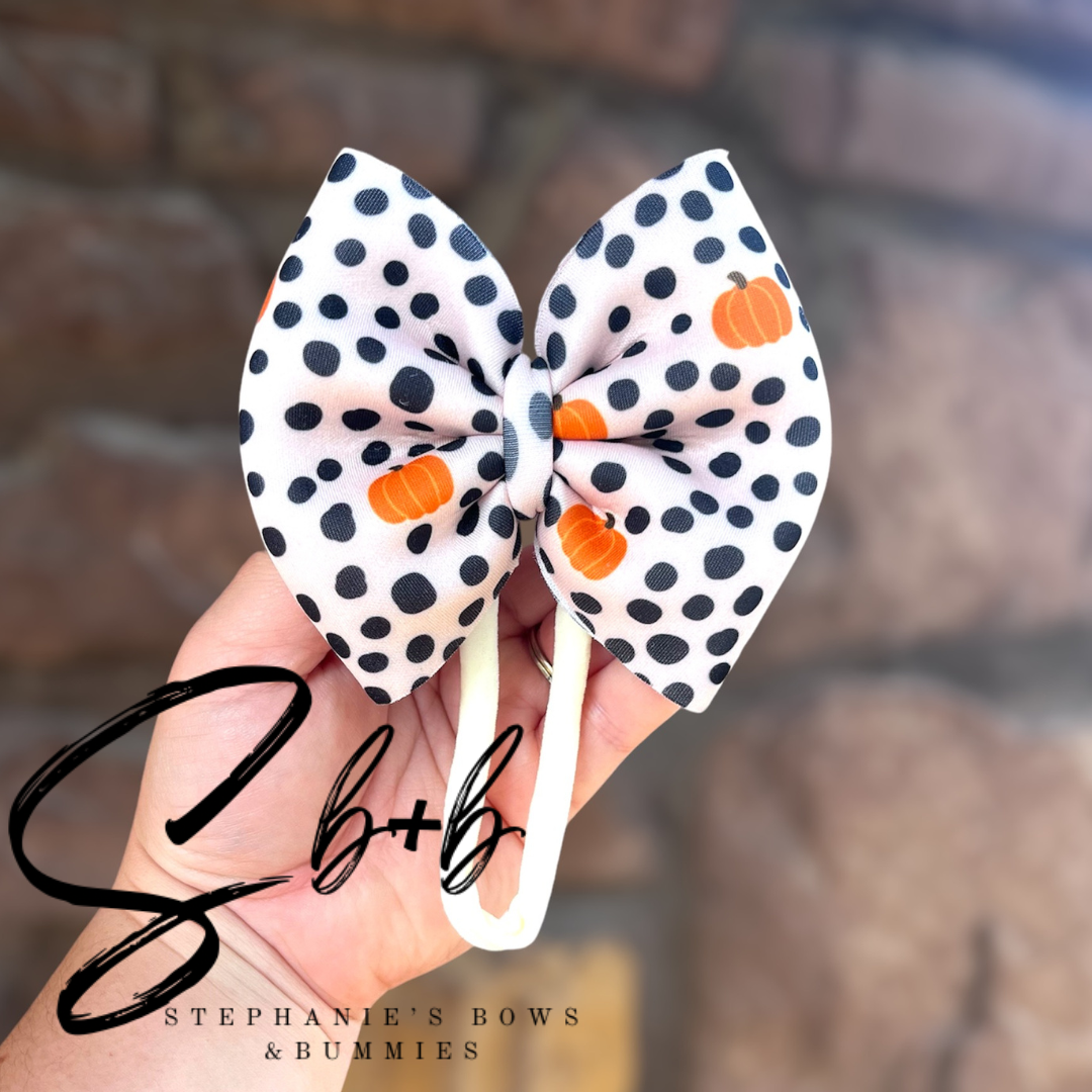 Pumpkin Polka Dots Puffy Bow