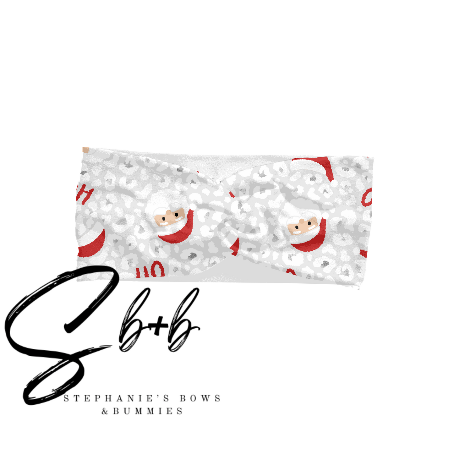 White w/ Santa Cheetah Adult Headband