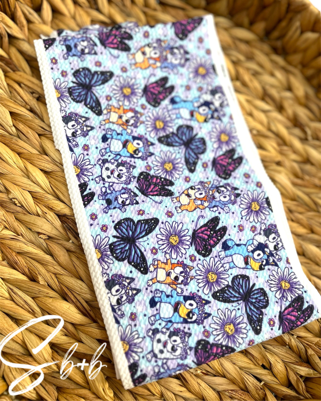 Blue Dog + Butterflies Bullet Fabric