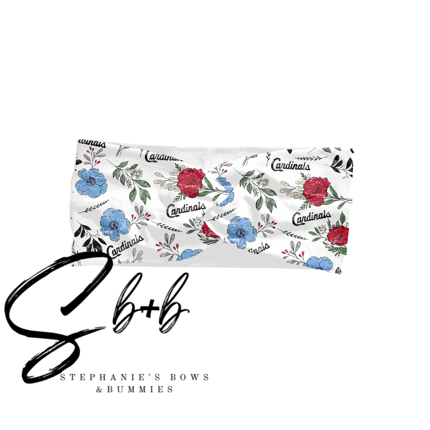 Baseball Red Bird Dainty Floral Adult Headband