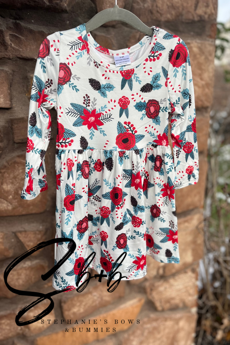 Red Poinsettia Christmas Dress