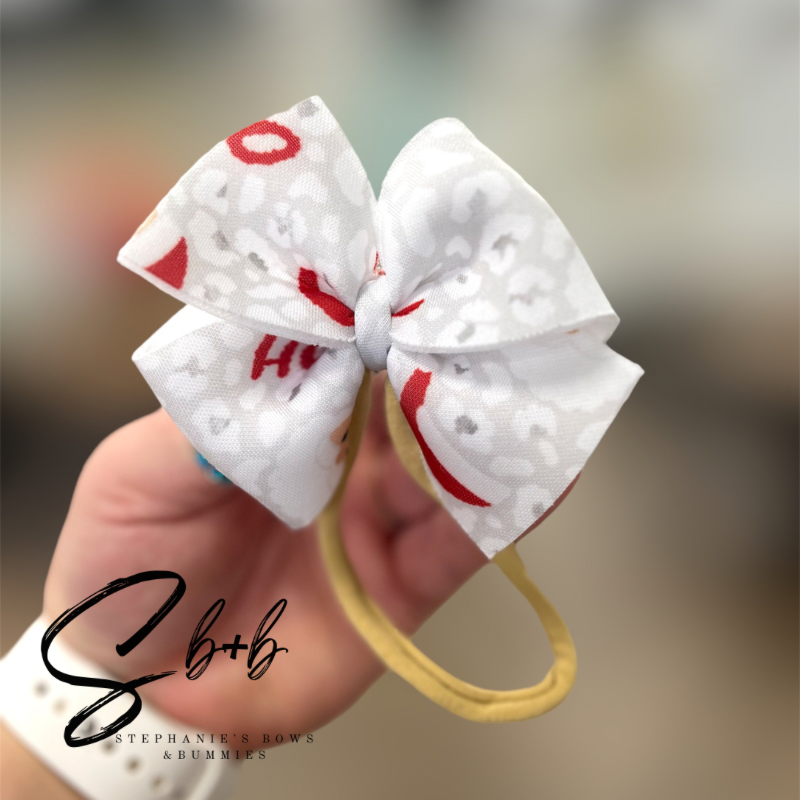 Christmas Santa Cheetah Puffy Bow