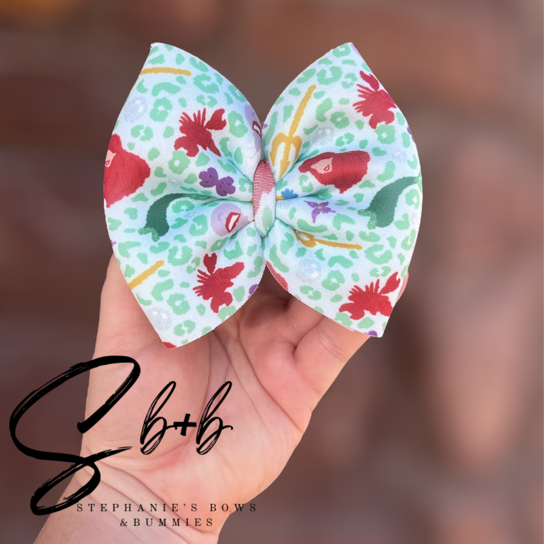 Mermaid Princess Cheetah Puffy Bows