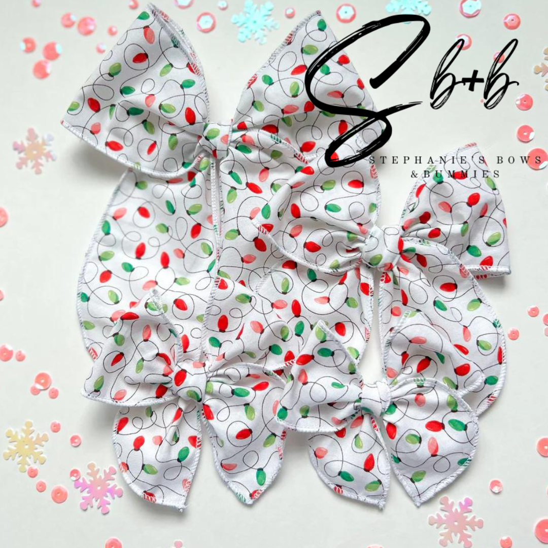 Christmas Lights Serged Bow
