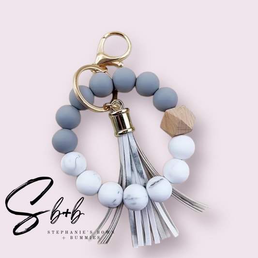 Mama Grey/White Marble Wristlet Keychains