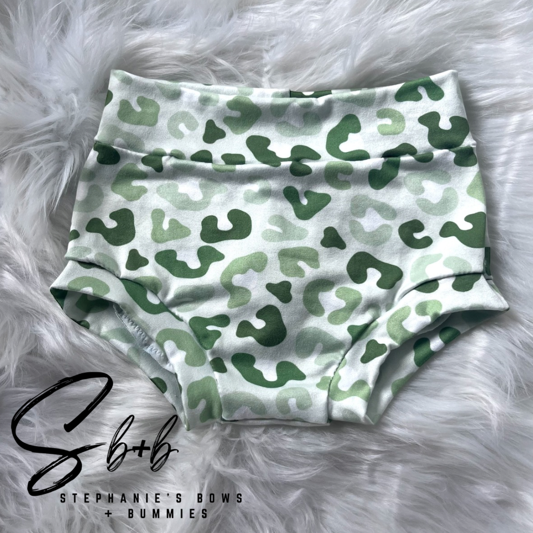 Multi Green Shades Cheetah Bummies 3T