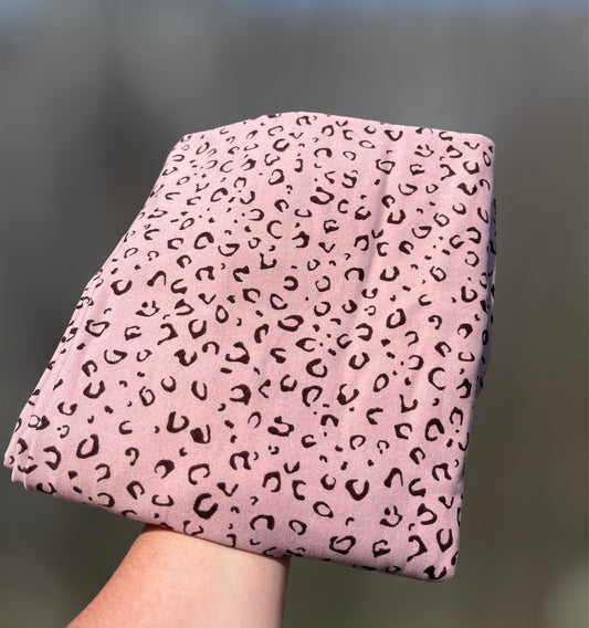 Dusty Pink w/ Black Cheetah Spots Fabric