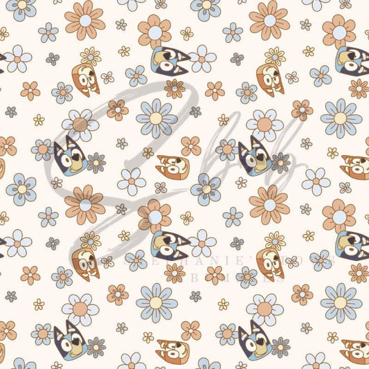 Blue Dog + Orange Dog Floral