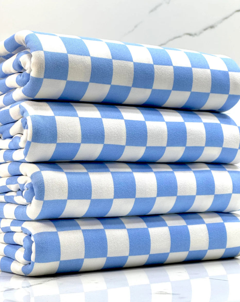 Baby Blue & White Checkered Fabric