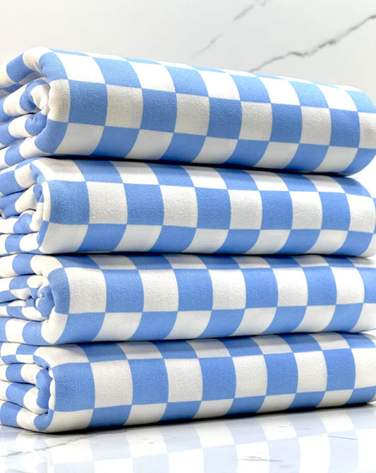 Baby Blue & White Checkered Fabric