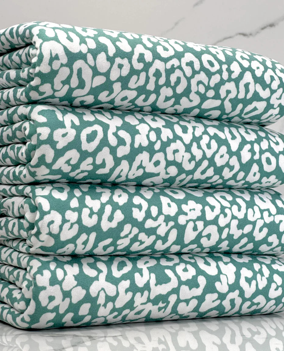 Teal & White Cheetah Fabric
