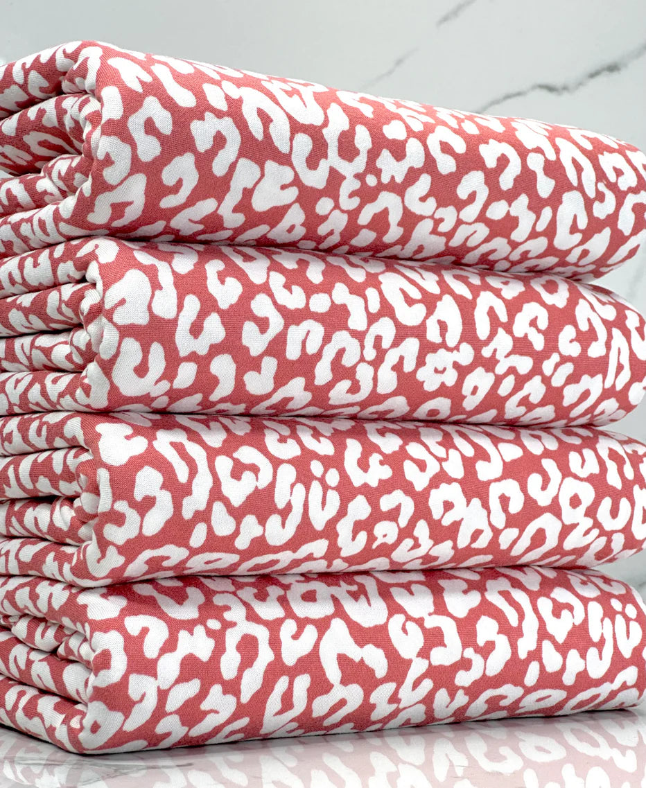 Light Coral & White Cheetah Fabric