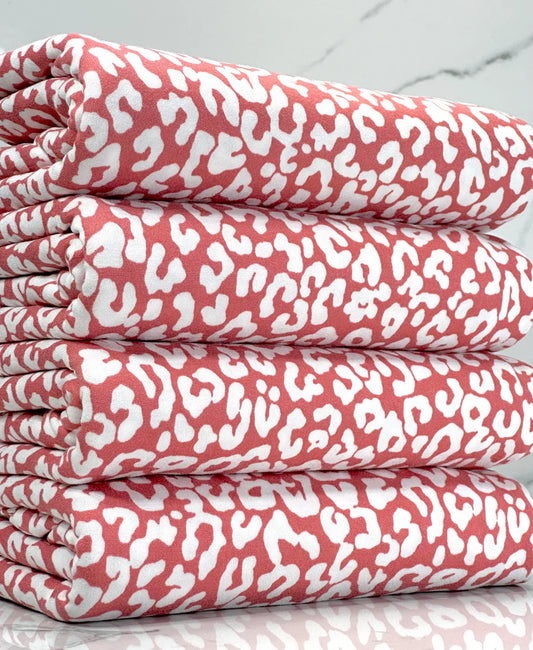 Light Coral & White Cheetah Fabric