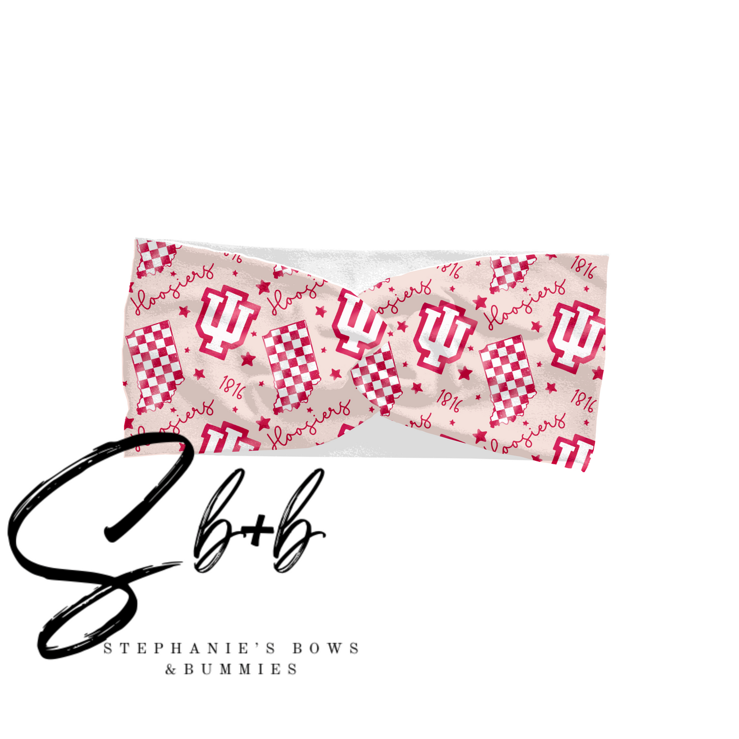 I-U Hoo-sier Checkered Adult Headband