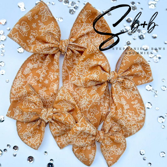 Dainty Fall Floral Serged Bow