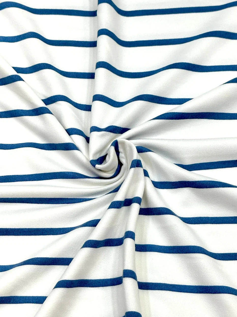 White w/ Navy Blue Stripe
