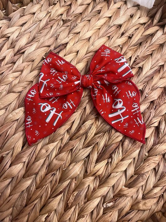Christmas Ho Ho Ho Serged Bow