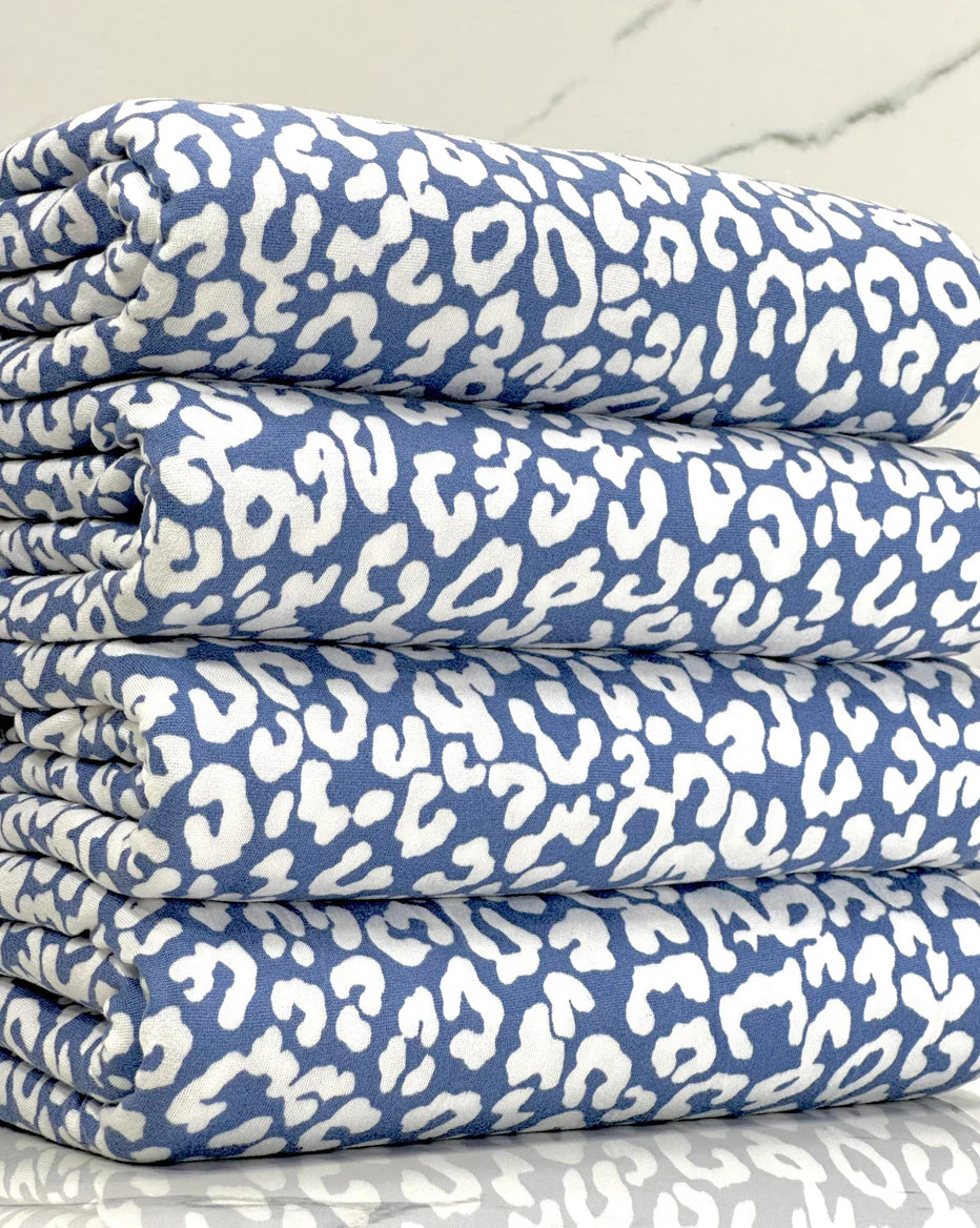 Blue/Lavender & White Cheetah Fabric