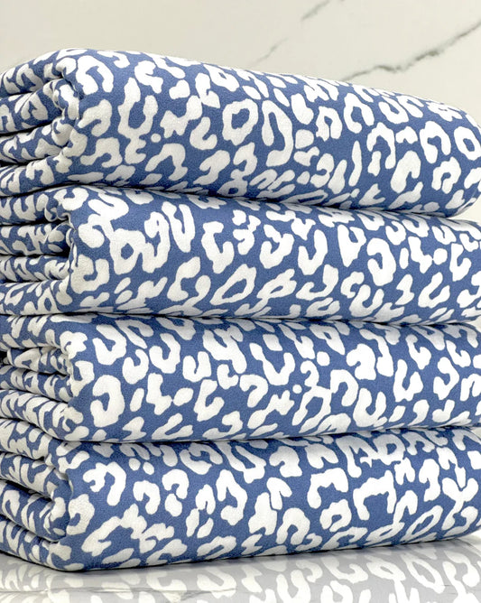 Blue/Lavender & White Cheetah Fabric