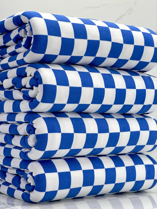 Royal Blue & White Checkered Fabric