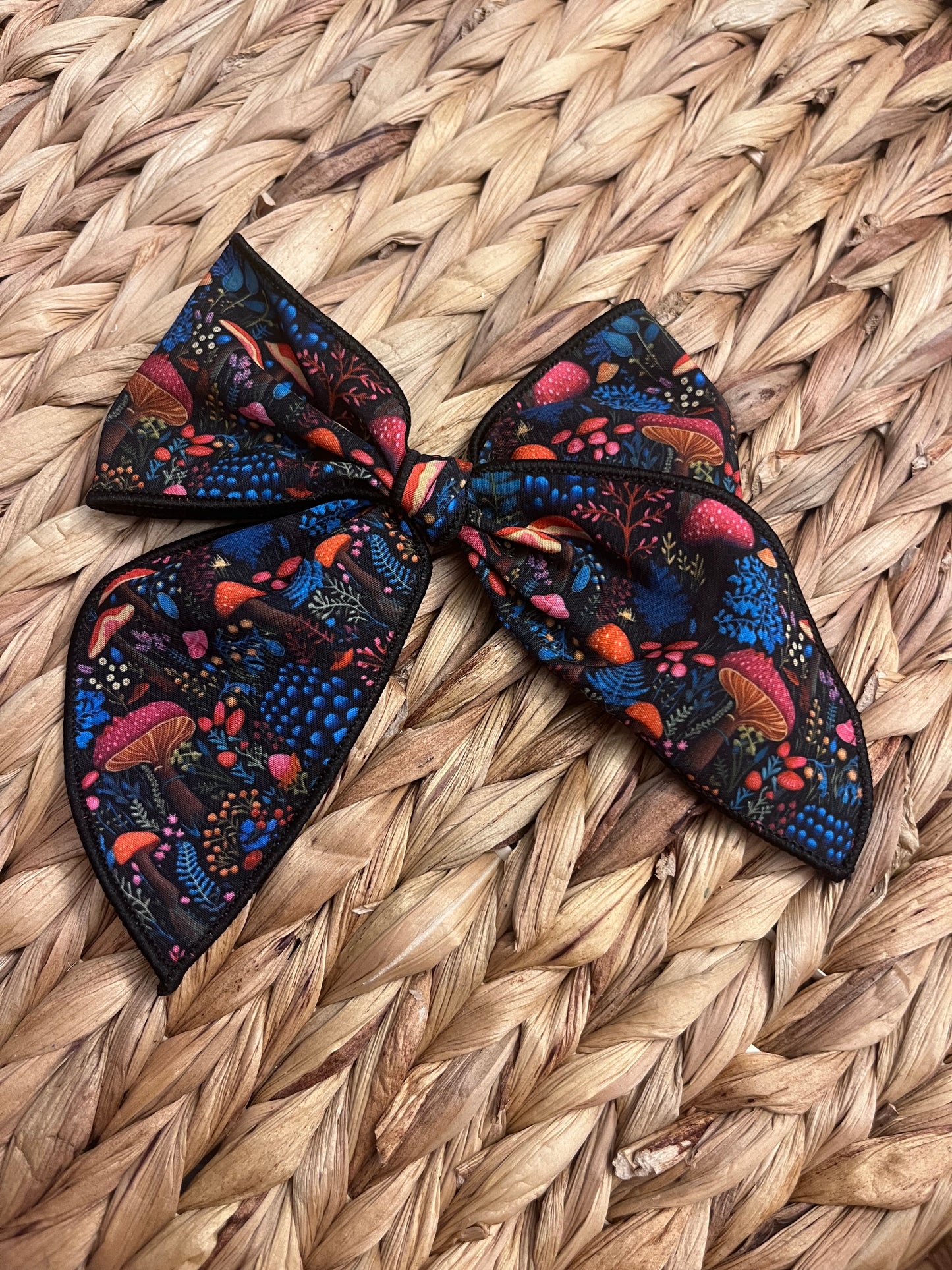 Fall Mushroom Serged Bow
