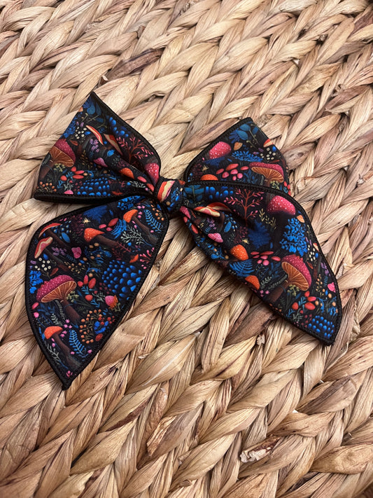 Fall Mushroom Serged Bow