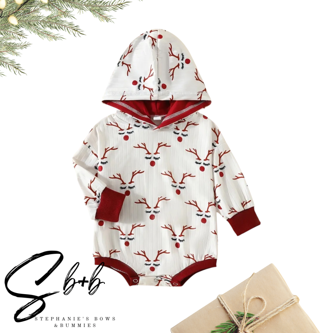 Reindeer Christmas Hooded Romper