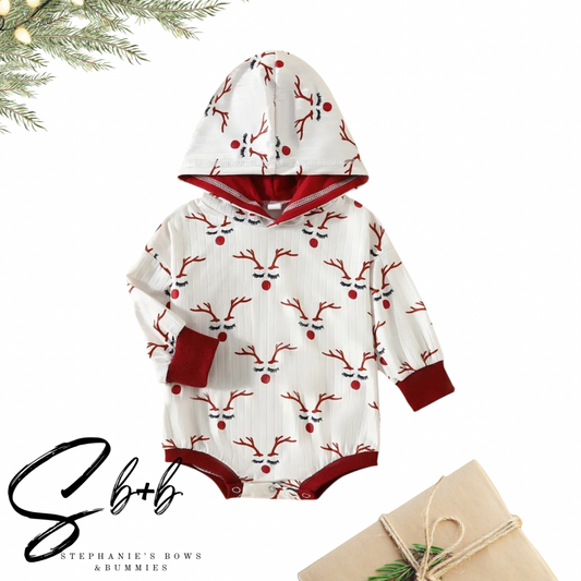 Reindeer Christmas Hooded Romper