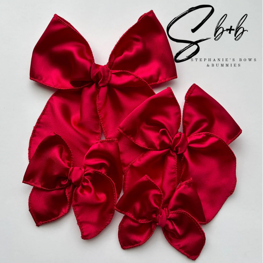 Red Satin Serged Bow