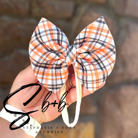 Orange, Black, + White Plaid