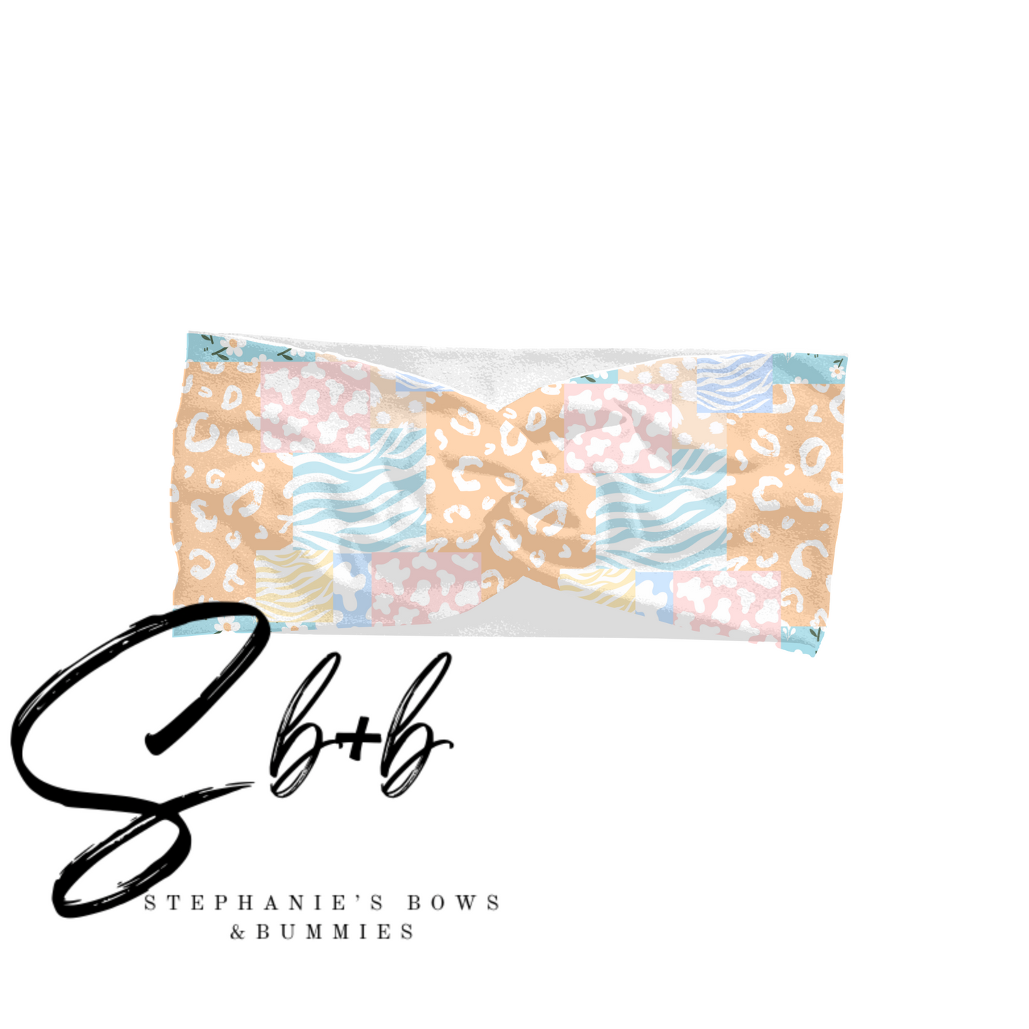 Pastel Patchwork Cheetah Adult Headband