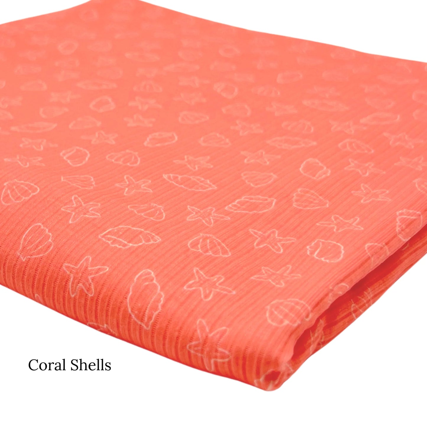 Coral Seashells Fabric