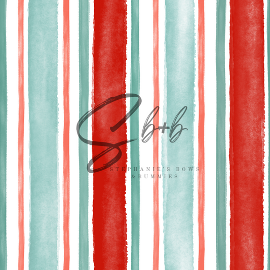 Santa Watercolor Stripes