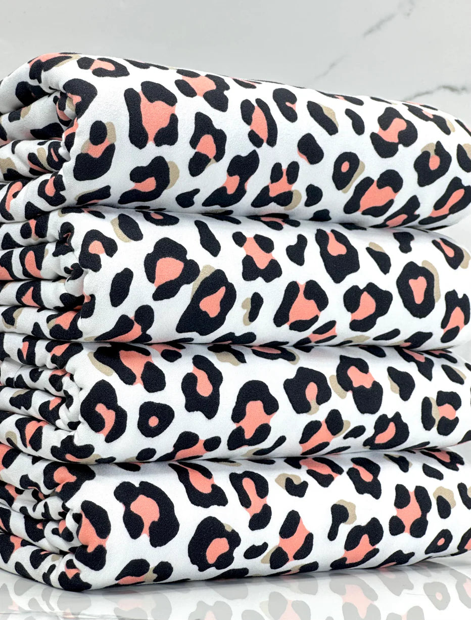 Coral, Tan, & White Cheetah Fabric