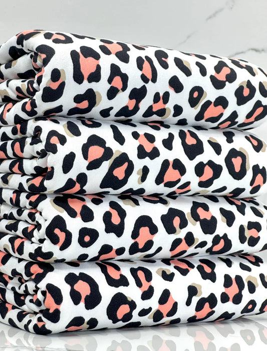 Coral, Tan, & White Cheetah Fabric