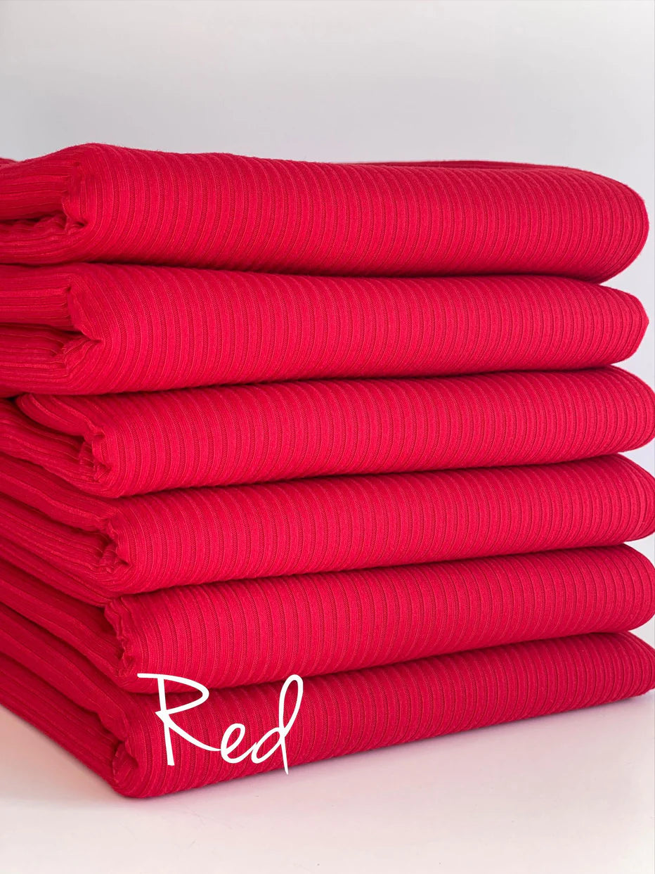 Red Solid Fabric RibKnit