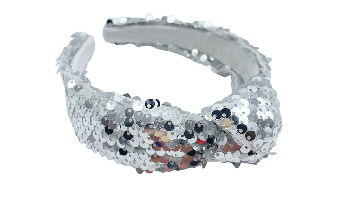 Silver Sequins Knot Headband