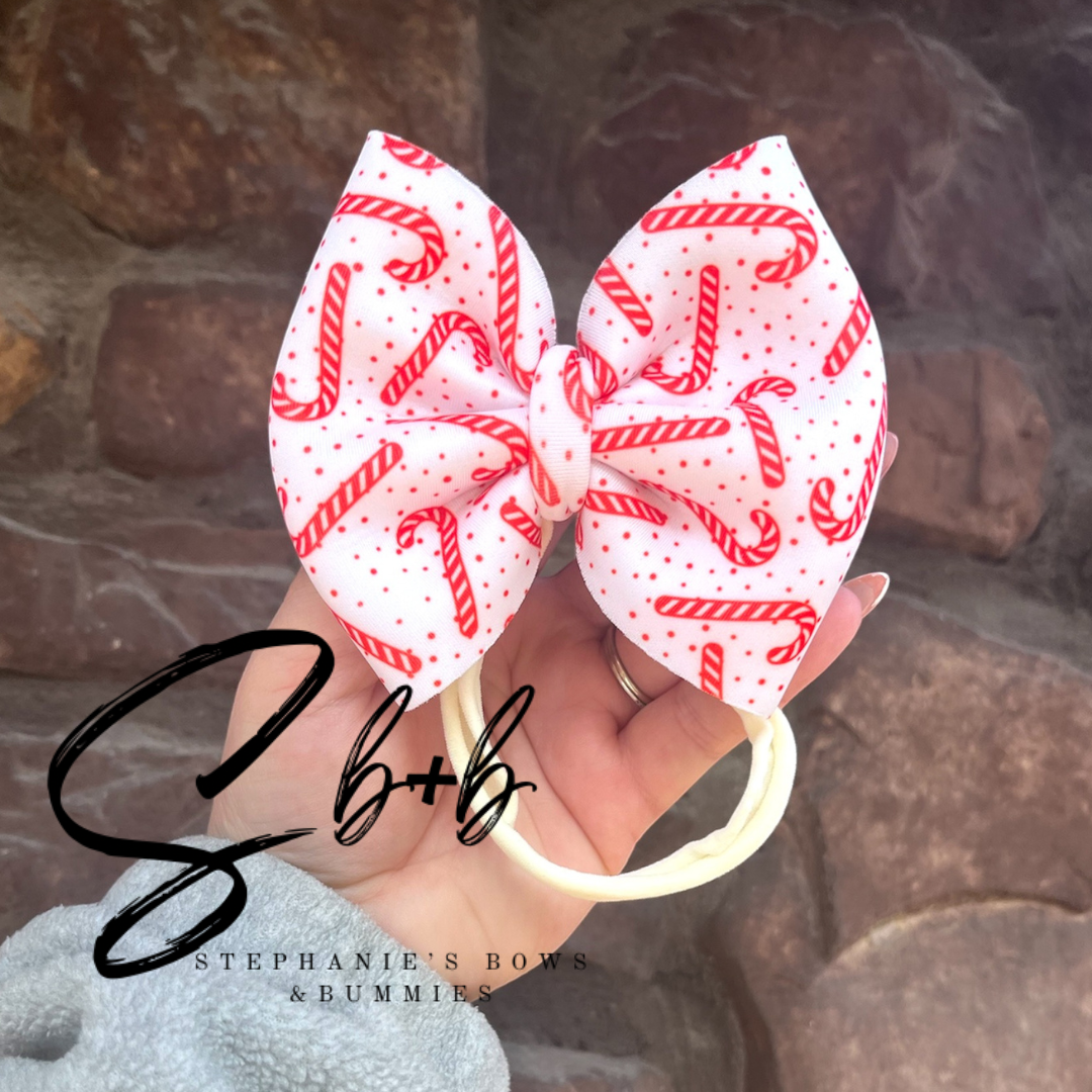 Candy Cane Christmas Puffy Bow