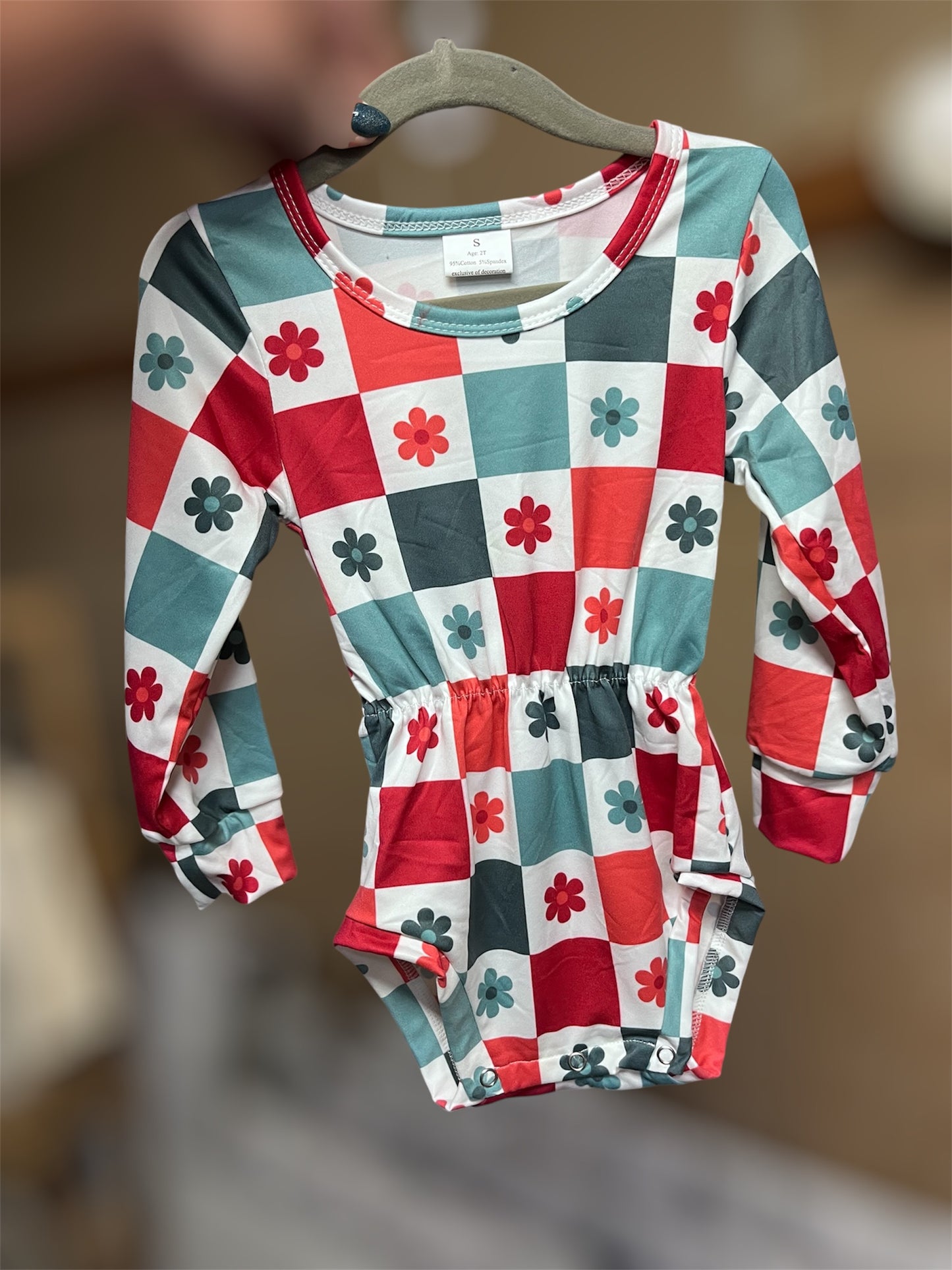 Fall Bright Colors Checkered Cinched Romper