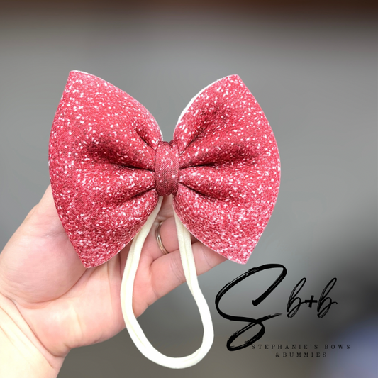 Glitter Red Solid Ombre Puffy Bow