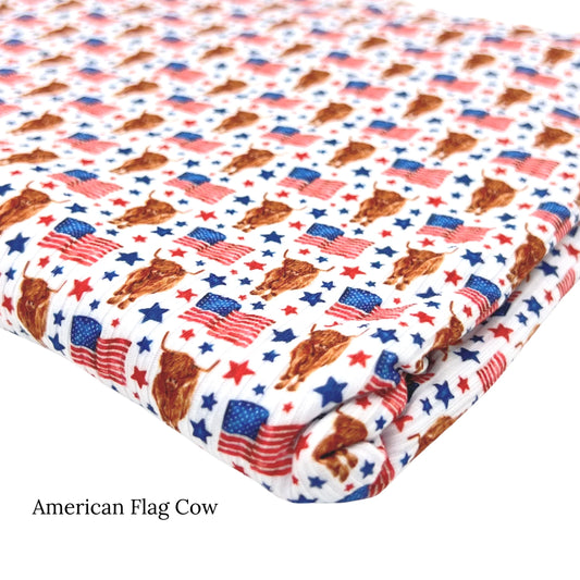 Patriotic Highlander Cow Fabric