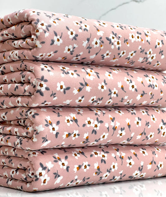 Light Mauve w/ White Flowers Fabric